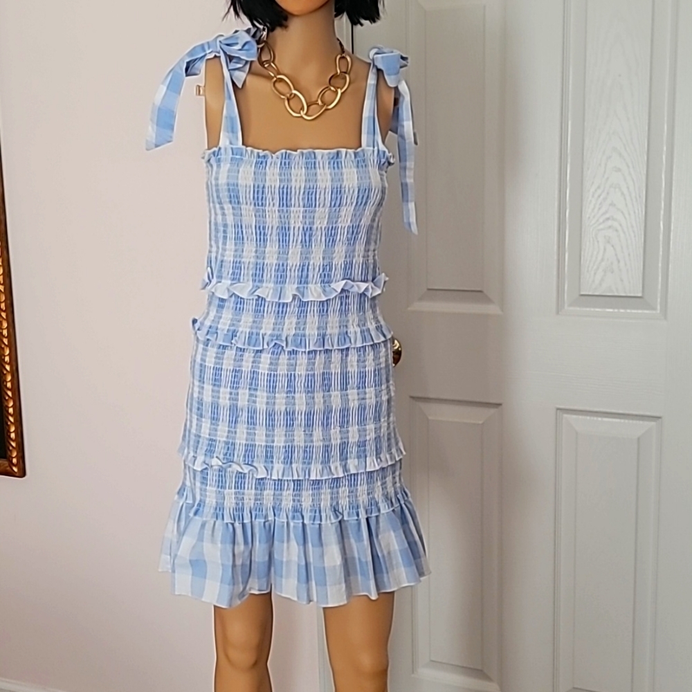 Aqua elasticized mini dress sz L